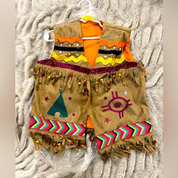 Colorful Fringed Festival Vest & Feather Headband Costume Set (Kids) - Picture 1 of 4